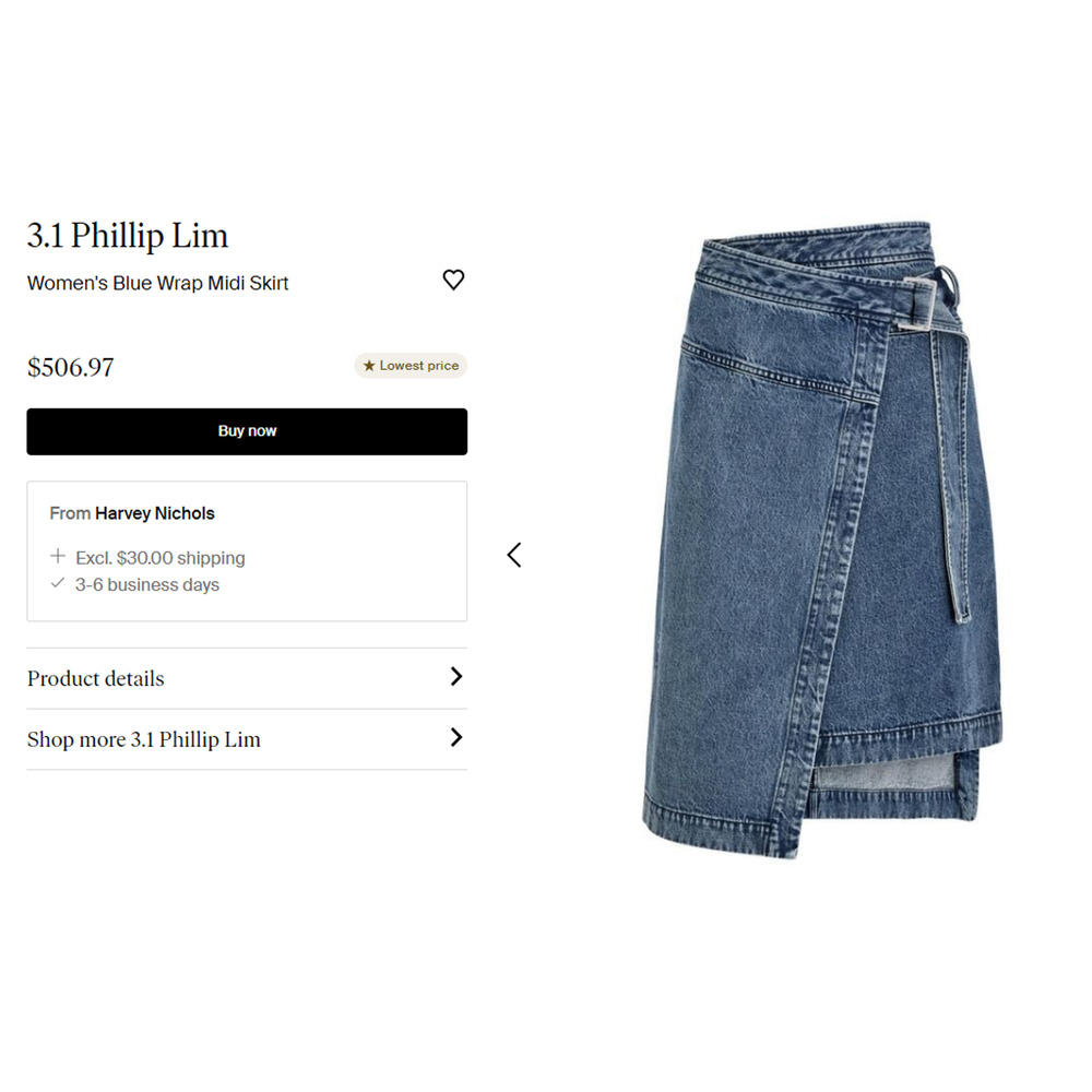 3.1 PHILLIP LIM Women's Blue Wrap Midi skirt size 6